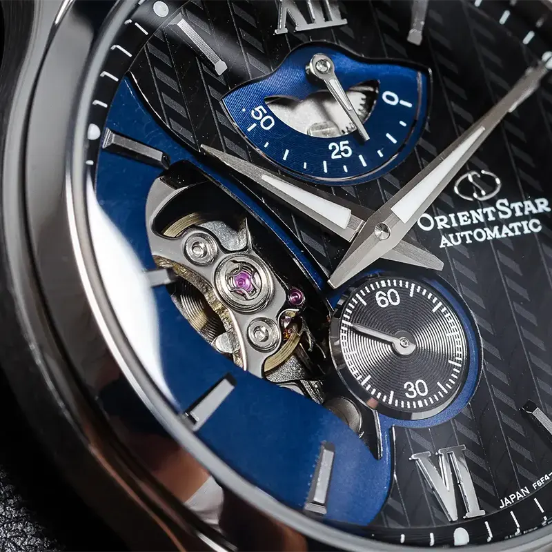 Orient Star Semi-Skeleton Blue Dial Men's Watch- REAV0B03B